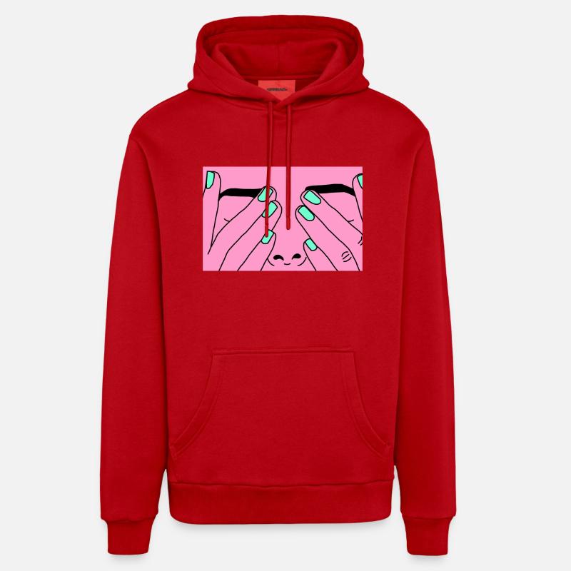 Face rose - Sweat à capuche bio décontracté fabriqué en UE - rouge