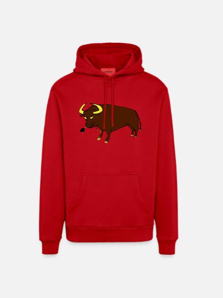 Taureau Basque - Sweat à capuche bio décontracté fabriqué en UE - rouge