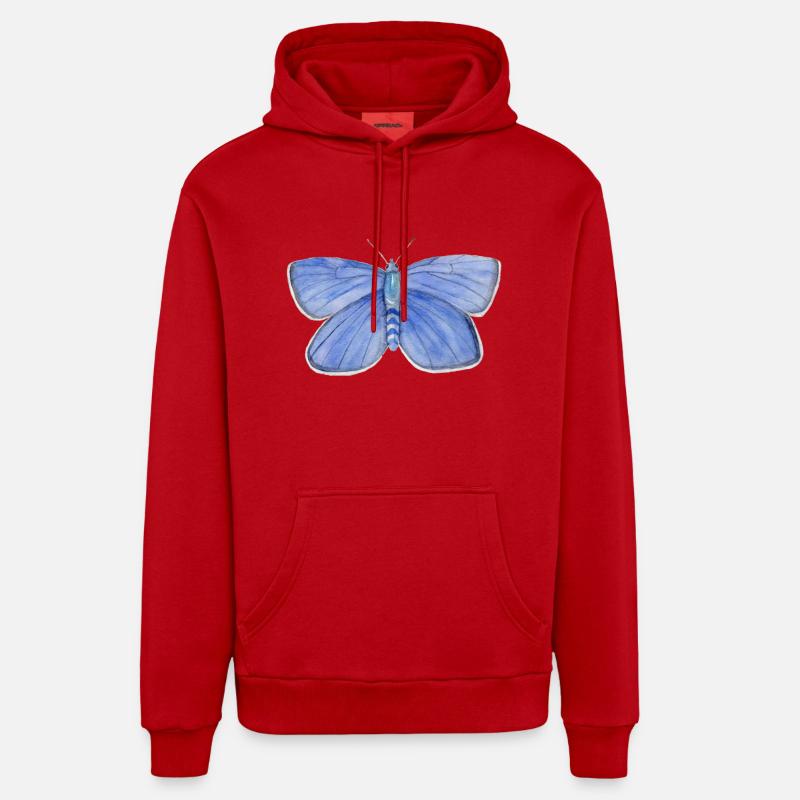 Bleu Papillon - Sweat à capuche bio décontracté fabriqué en UE - rouge