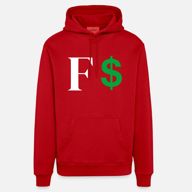 Lettre f dollar - Sweat à capuche bio décontracté fabriqué en UE - rouge