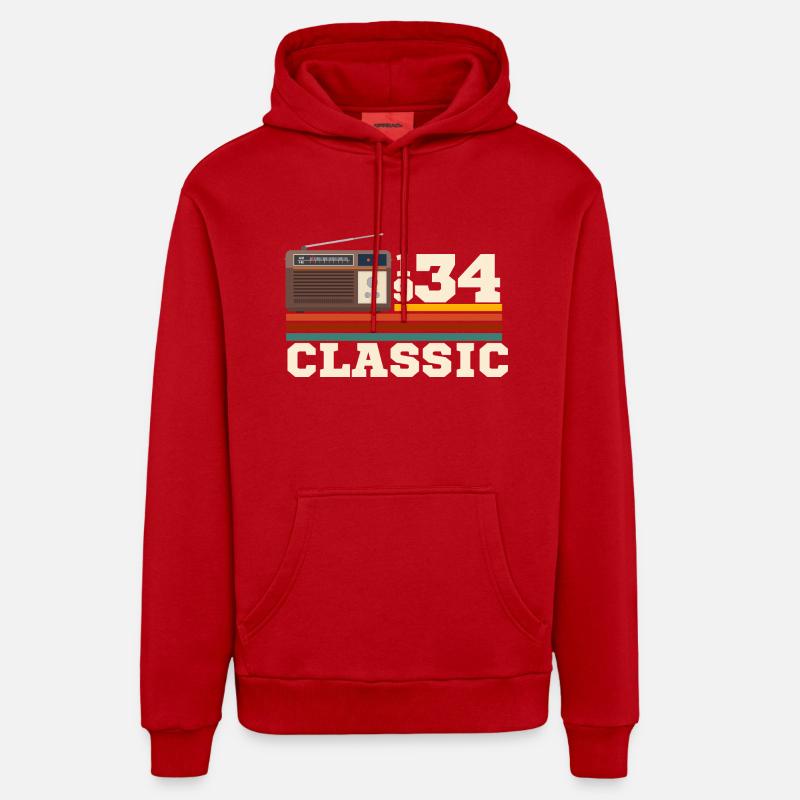 Anniversaire 1934 retro classic - Sweat à capuche bio décontracté fabriqué en UE - rouge