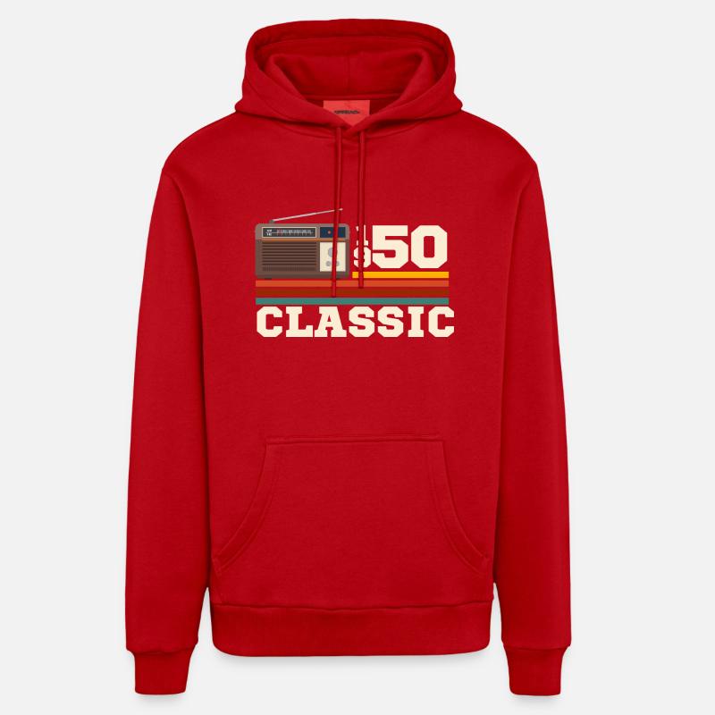 Anniversaire 1950 retro classic - Sweat à capuche bio décontracté fabriqué en UE - rouge