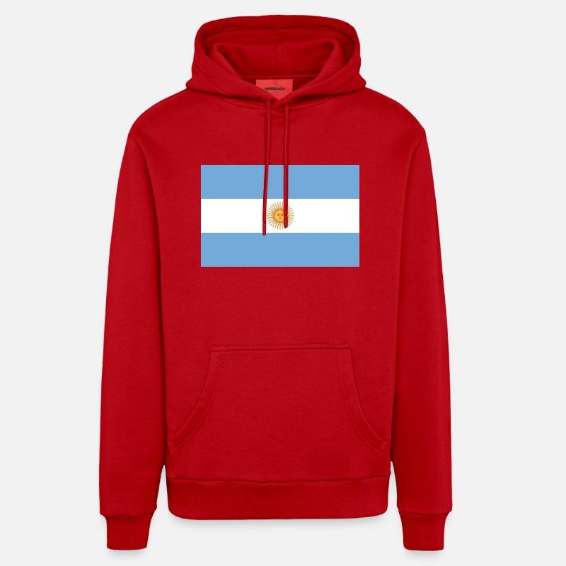 Drapeau Argentine Argentine - Sweat à capuche bio décontracté fabriqué en UE - rouge