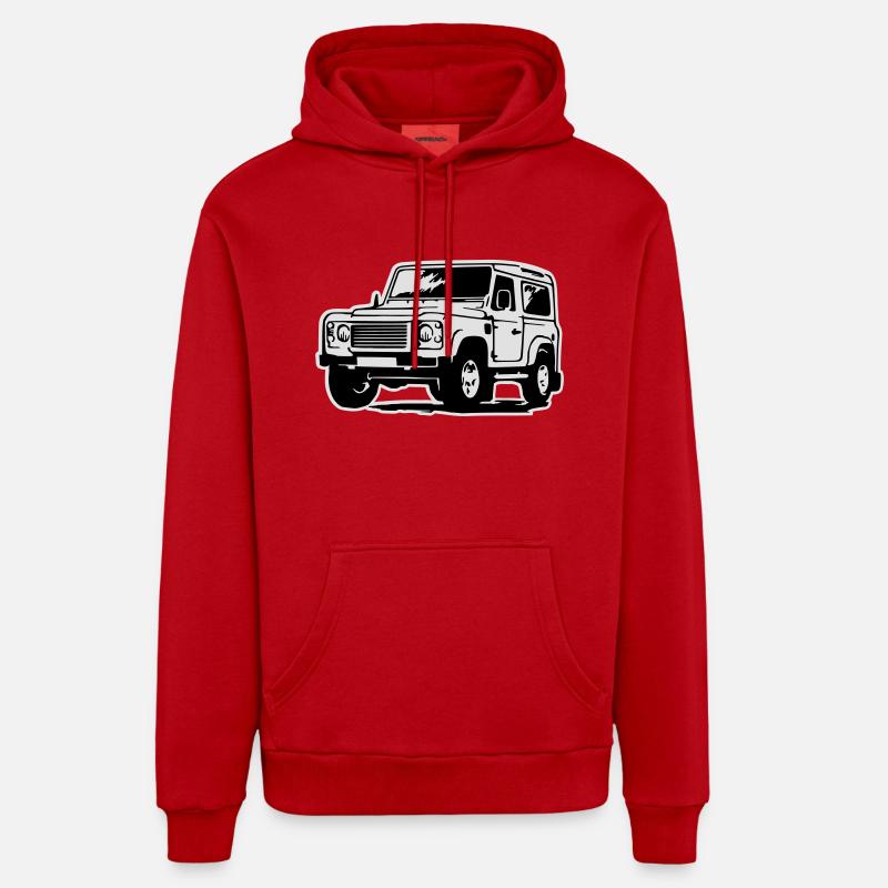 Defender (mit Hintergrund) - Sweat à capuche bio décontracté fabriqué en UE - rouge