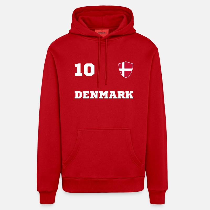 L'équipe DANEMARK - Sweat à capuche bio décontracté fabriqué en UE - rouge