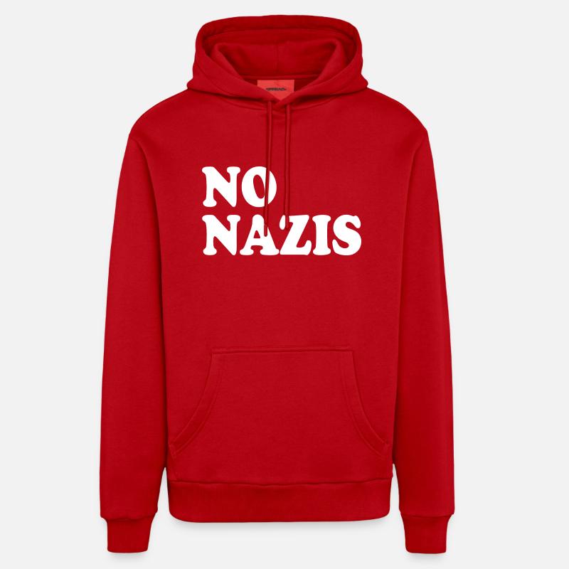 Pas de nazis - Sweat à capuche bio décontracté fabriqué en UE - rouge