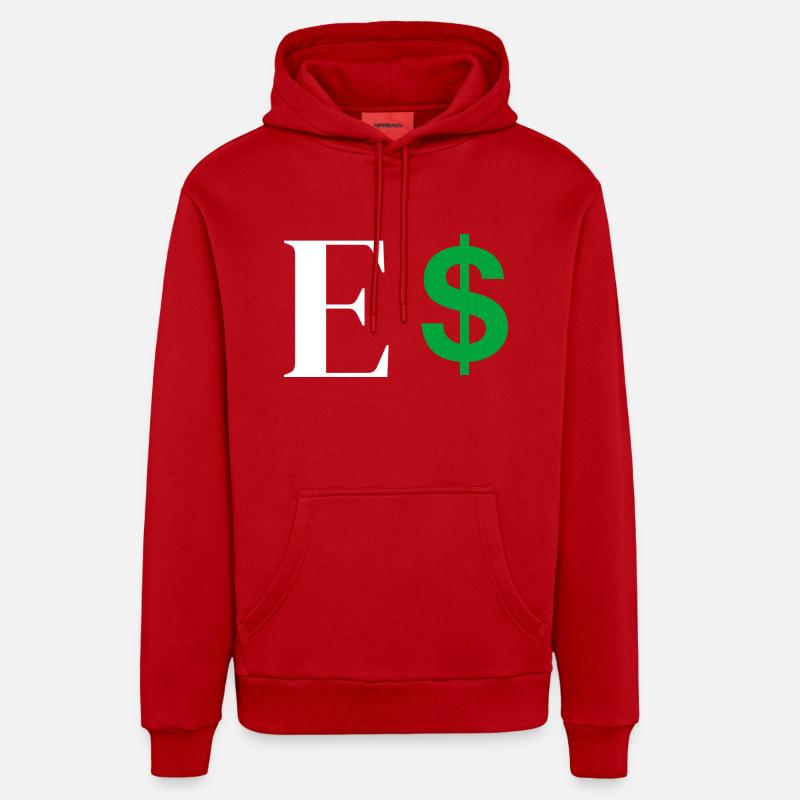 Lettre e dollar - Sweat à capuche bio décontracté fabriqué en UE - rouge