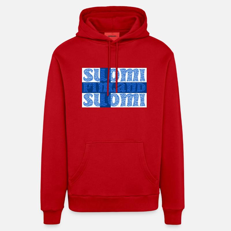 drapeau Finlande Finlande - Sweat à capuche bio décontracté fabriqué en UE - rouge