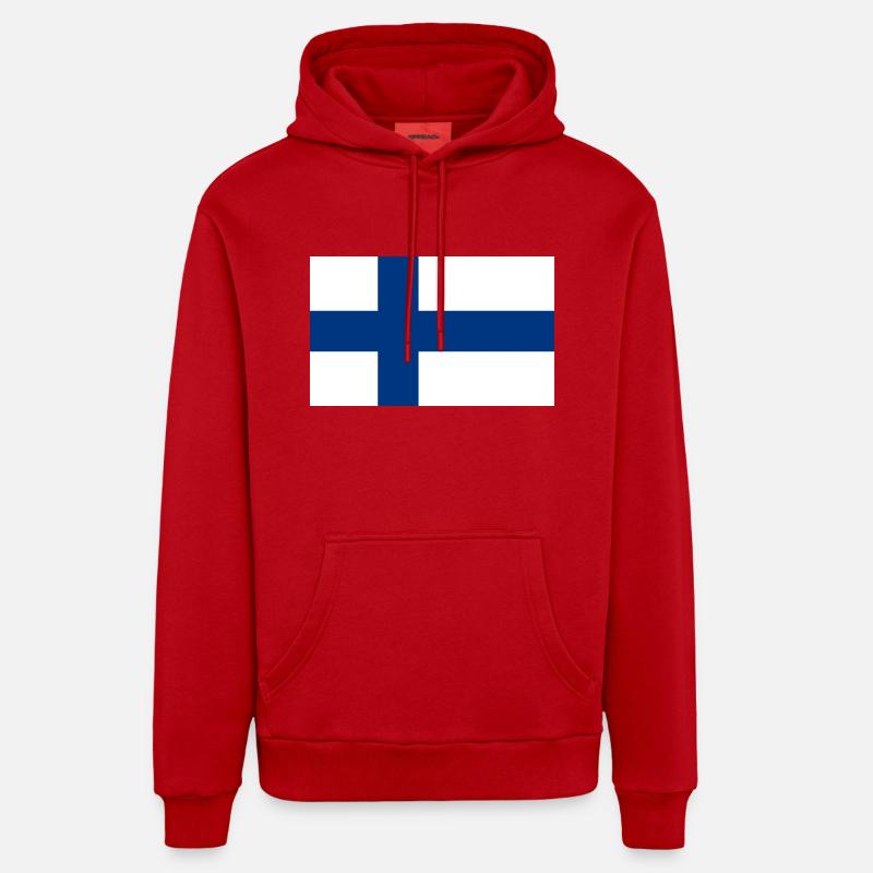 Drapeau finlandais - Sweat à capuche bio décontracté fabriqué en UE - rouge