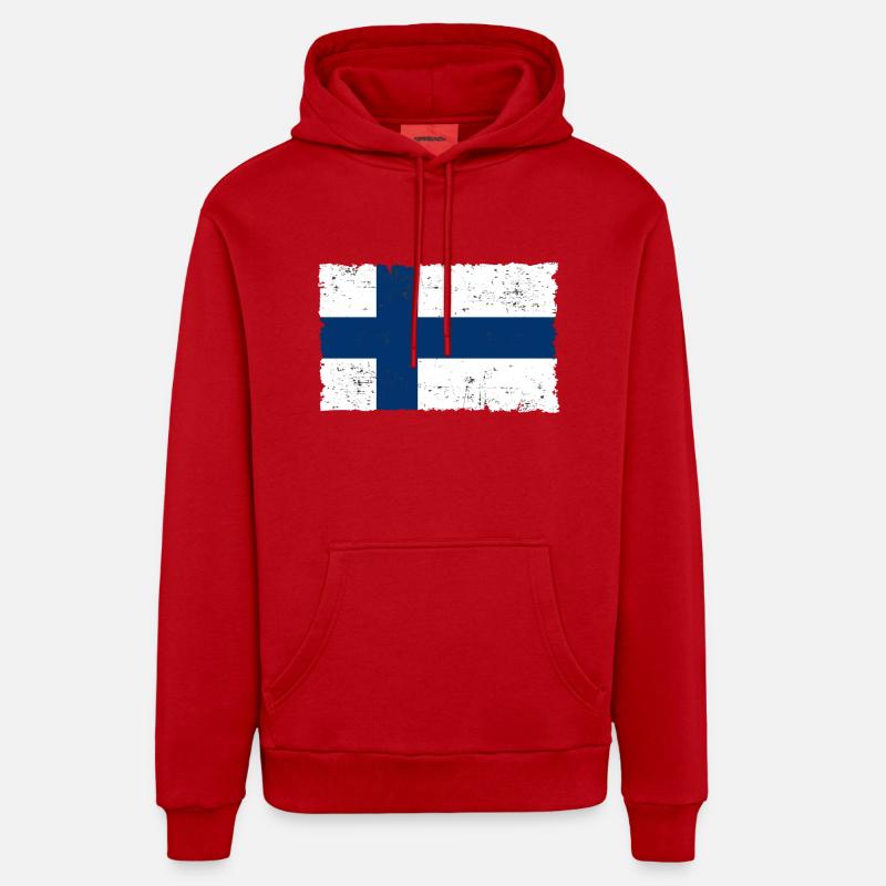 Finlande - Sweat à capuche bio décontracté fabriqué en UE - rouge