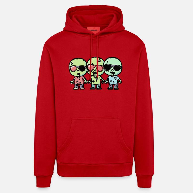 Zombies Halloween - Sweat à capuche bio décontracté fabriqué en UE - rouge