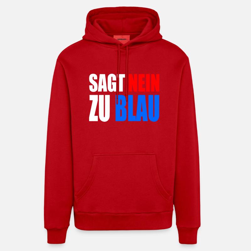 Dites non au bleu - Sweat à capuche bio décontracté fabriqué en UE - rouge