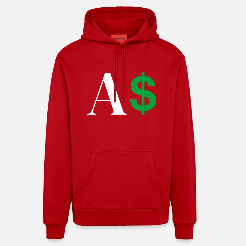 Lettre a dollar - Sweat à capuche bio décontracté fabriqué en UE - rouge