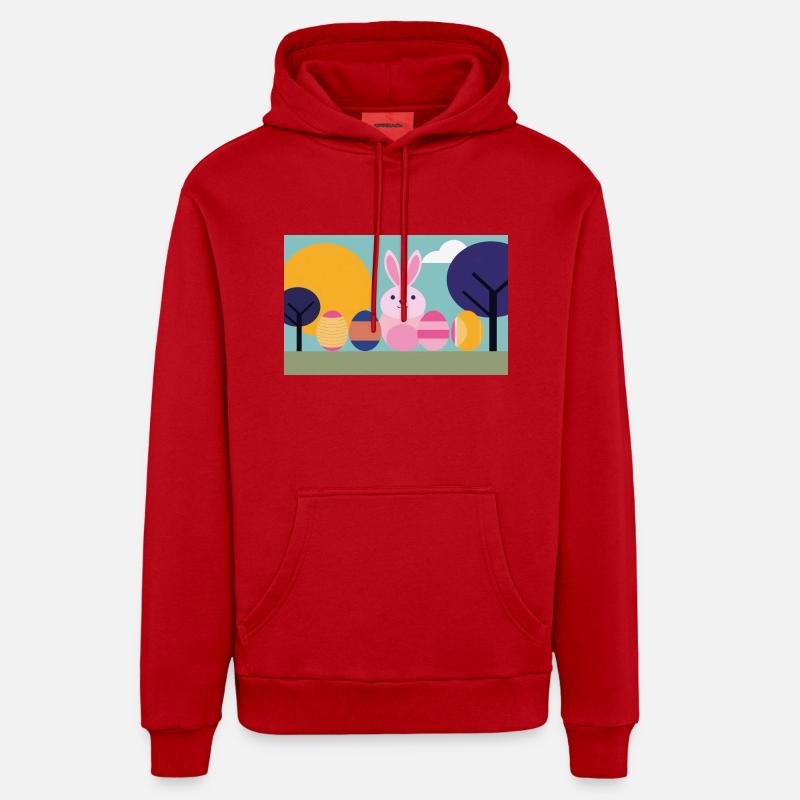 Lapin de Pâques n°07 - Sweat à capuche bio décontracté fabriqué en UE - rouge