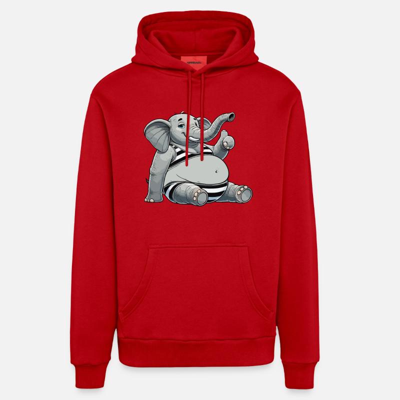 Eléphant en bikini - Sweat à capuche bio décontracté fabriqué en UE - rouge