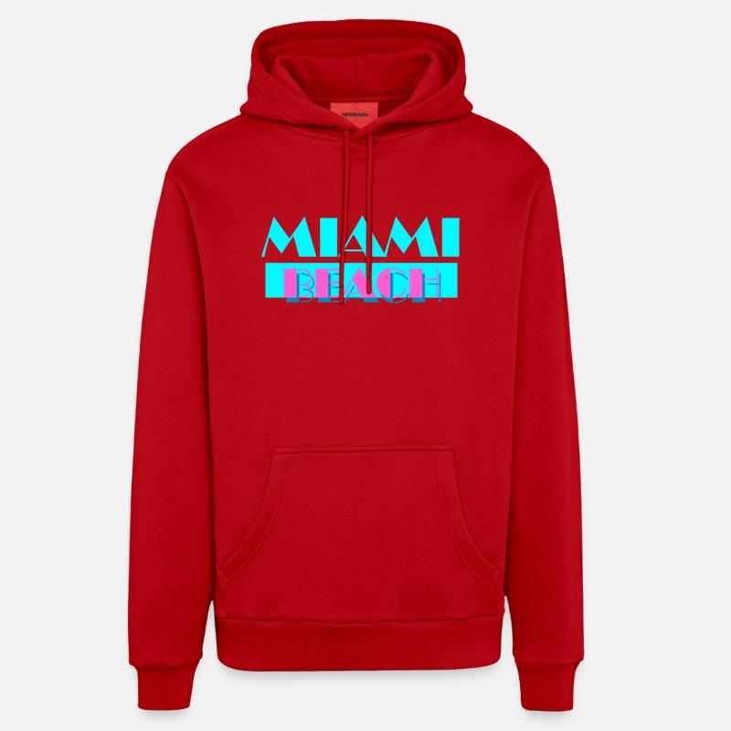 Miami Beach - Sweat à capuche bio décontracté fabriqué en UE - rouge