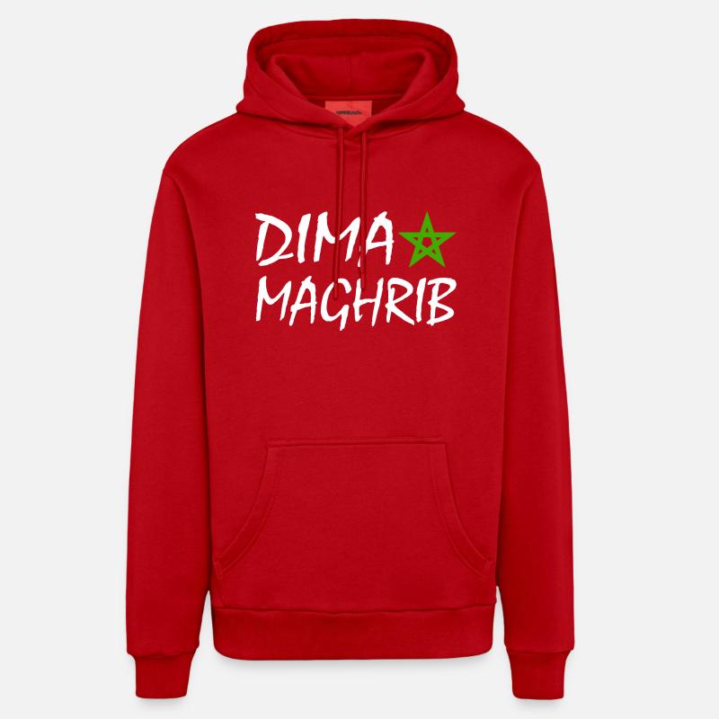 Dima maghrib - maroc - Sweat à capuche bio décontracté fabriqué en UE - rouge