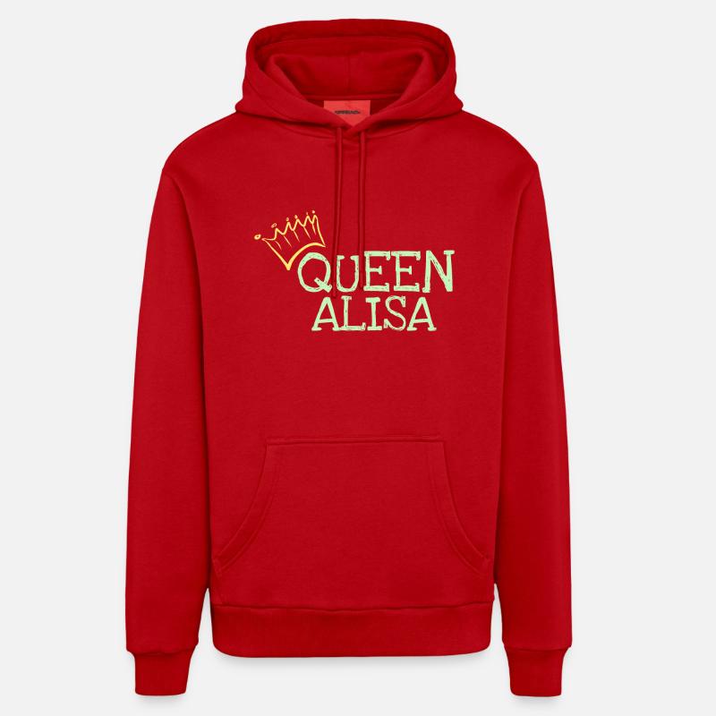 Alisa comme prénom - Sweat à capuche bio décontracté fabriqué en UE - rouge