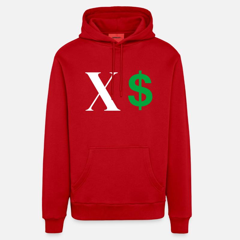 Lettre x dollar - Sweat à capuche bio décontracté fabriqué en UE - rouge