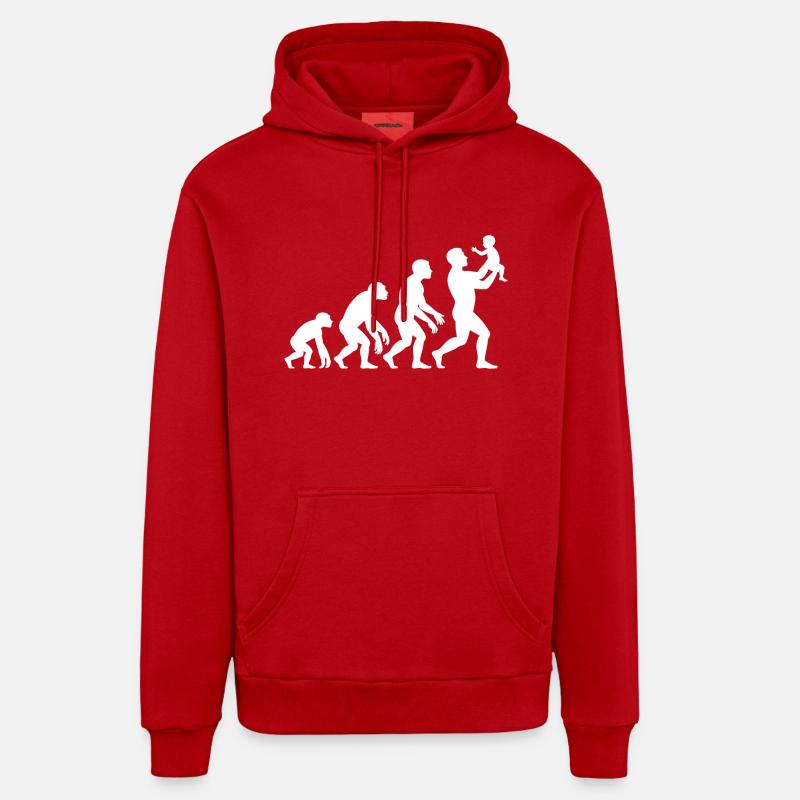 Évolution Du Singe Au Papa - Sweat à capuche bio décontracté fabriqué en UE - rouge
