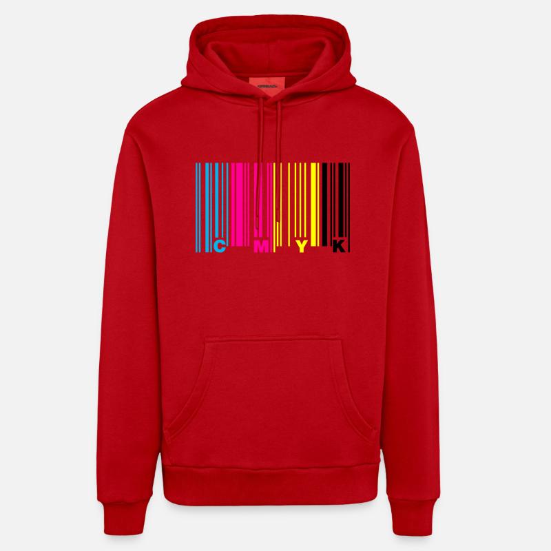 cmyk barcode - Sweat à capuche bio décontracté fabriqué en UE - rouge