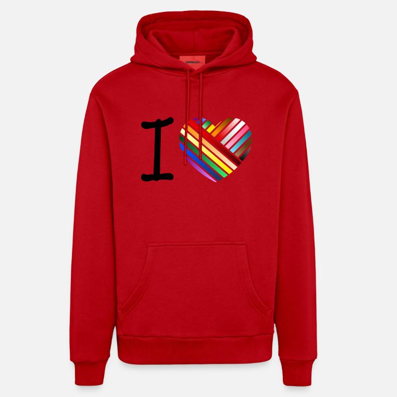 J’aime - moderne - Sweat à capuche bio décontracté fabriqué en UE - rouge