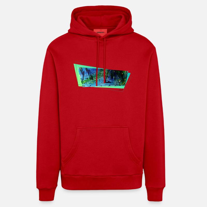 Art de rue moderne - Sweat à capuche bio décontracté fabriqué en UE - rouge