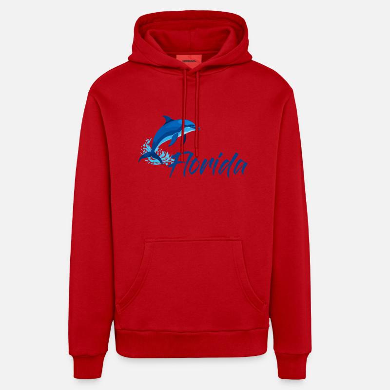 Vacances à Dolphin Florida - Sweat à capuche bio décontracté fabriqué en UE - rouge