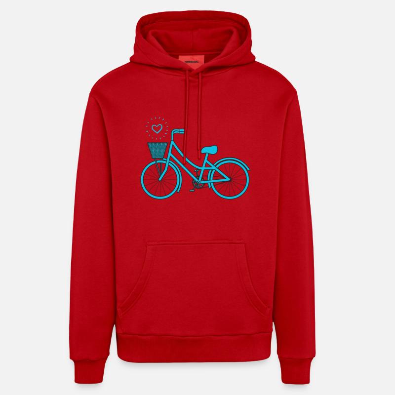 Vélo rétro - Sweat à capuche bio décontracté fabriqué en UE - rouge