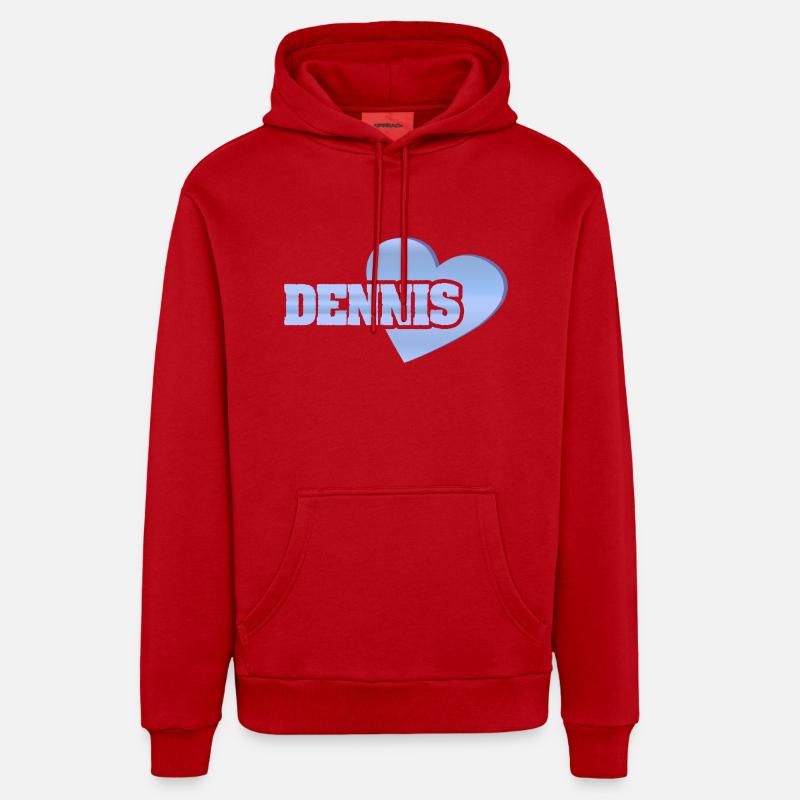 Dennis comme l’or - Sweat à capuche bio décontracté fabriqué en UE - rouge