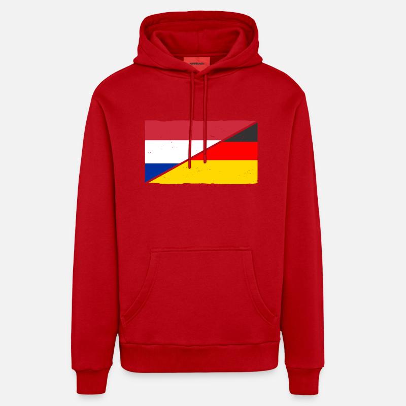 Pays-Bas Pays-Bas Allemagne Pays-Bas - Sweat à capuche bio décontracté fabriqué en UE - rouge
