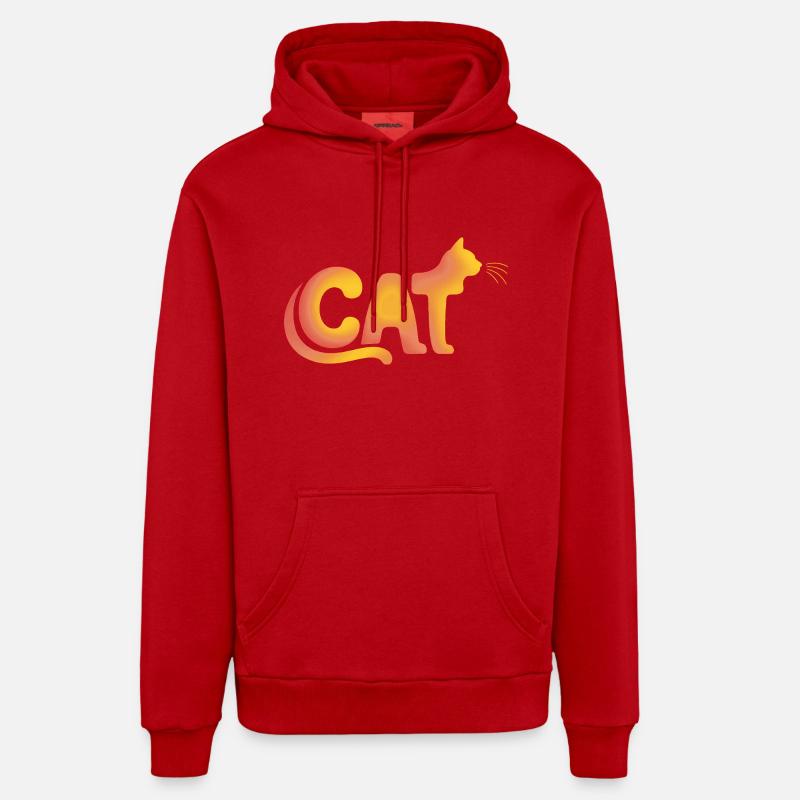Chat - Logo de chat mignon - Sweat à capuche bio décontracté fabriqué en UE - rouge