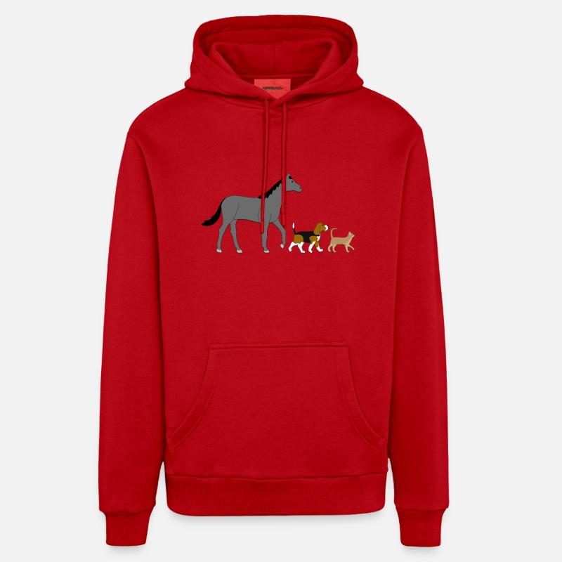 Cheval, chien, chat - Sweat à capuche bio décontracté fabriqué en UE - rouge