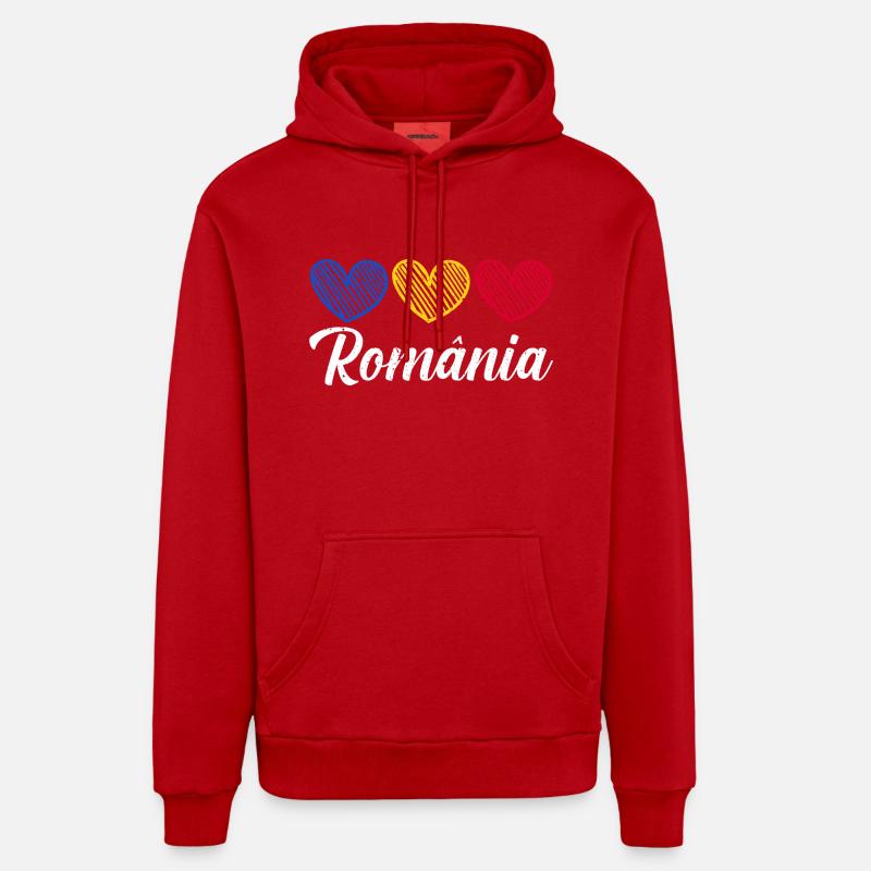 Roumains Roumanie - Sweat à capuche bio décontracté fabriqué en UE - rouge