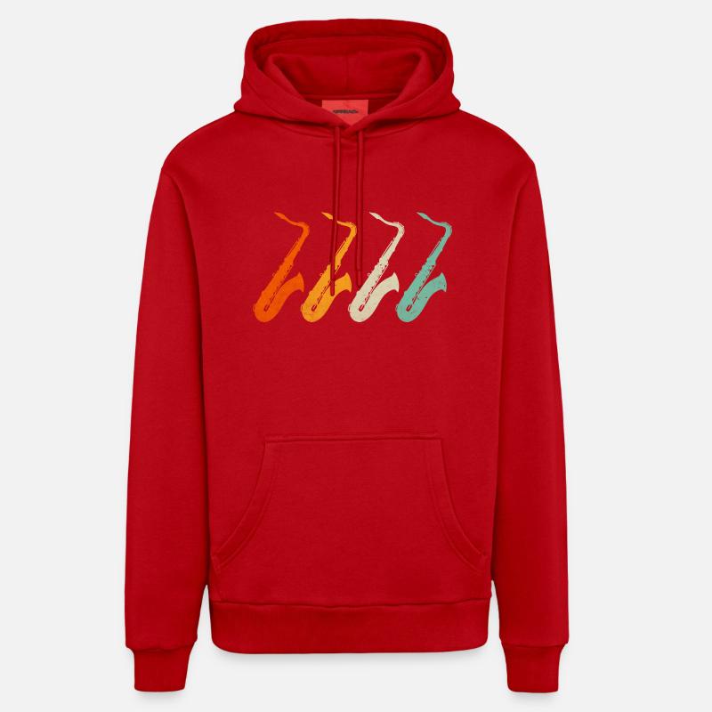 Sax saxophone saxophone - Sweat à capuche bio décontracté fabriqué en UE - rouge