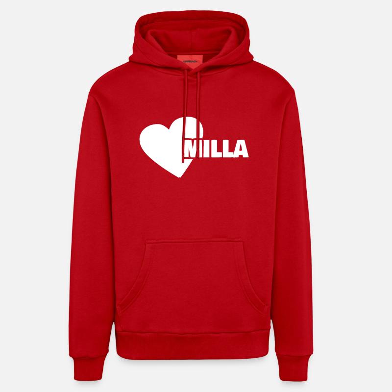 Milla comme prénom - Sweat à capuche bio décontracté fabriqué en UE - rouge
