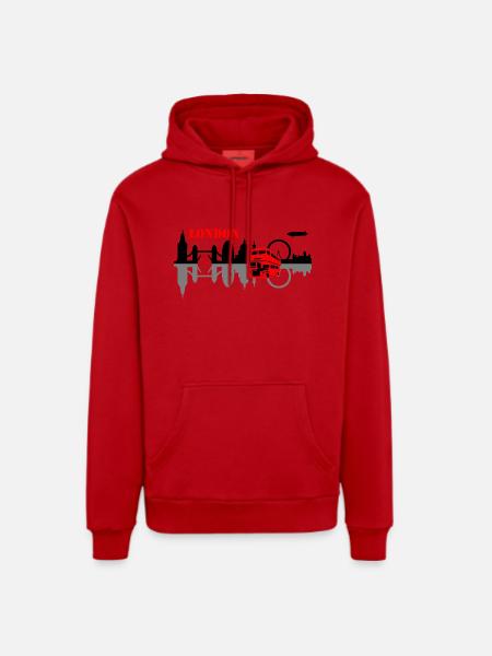 london skyline - Organic Relaxed Hoodie Made in EU - red