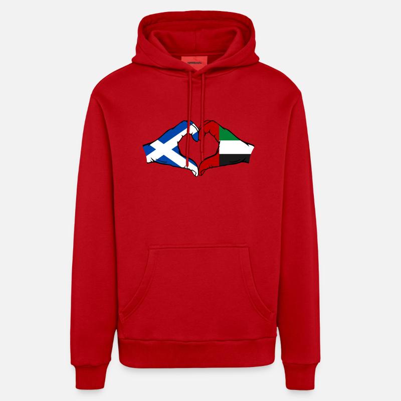 Écosse Émirats arabes unis Drapeau - Sweat à capuche bio décontracté fabriqué en UE - rouge