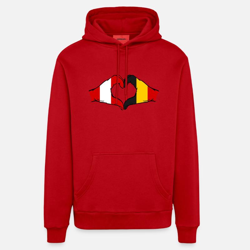 Peru Belgium Hands Heart Shape Organic Relaxed Hoodie Made in EU