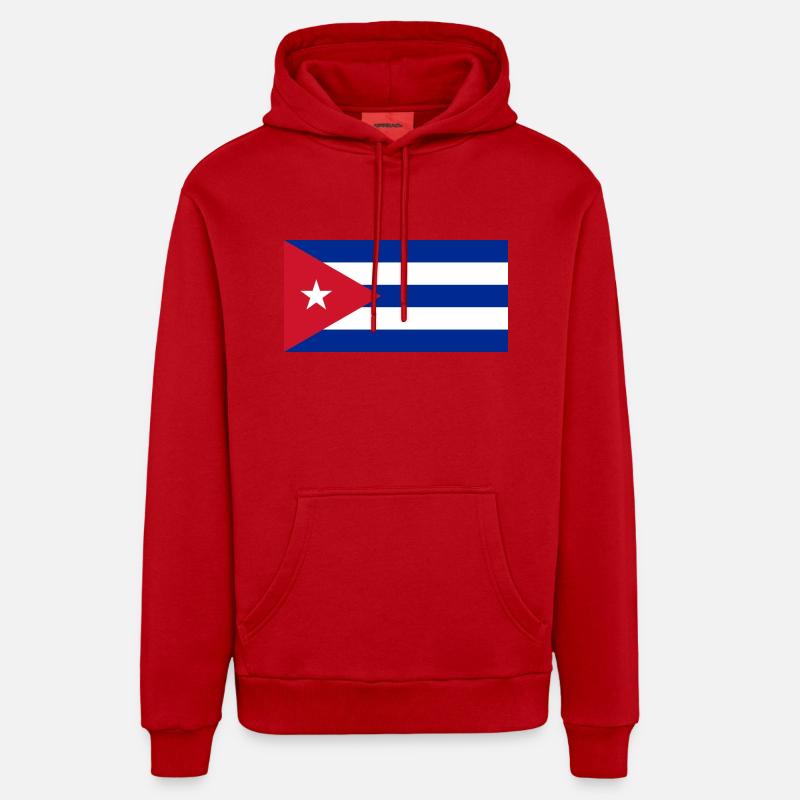 Cuba Drapeau - Sweat à capuche bio décontracté fabriqué en UE - rouge
