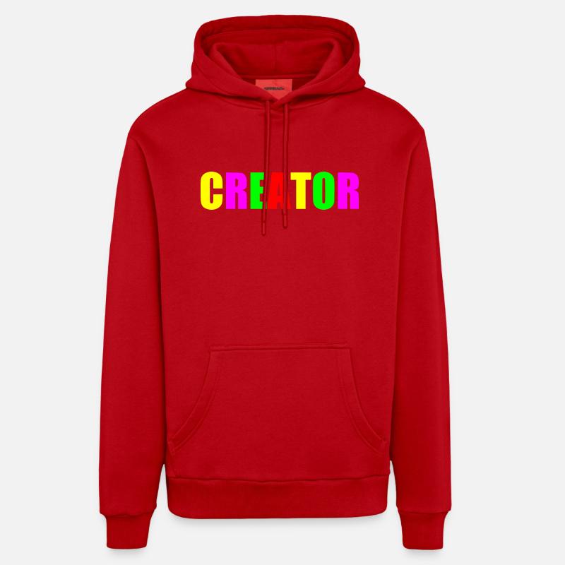 Creator - Sweat à capuche bio décontracté fabriqué en UE - rouge