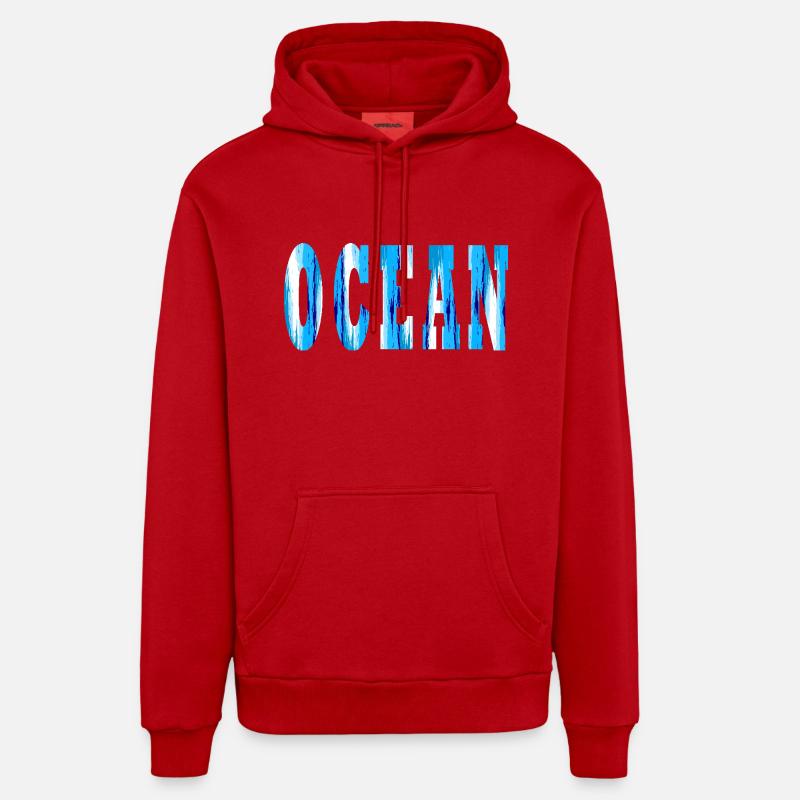 Ocean - Sweat à capuche bio décontracté fabriqué en UE - rouge