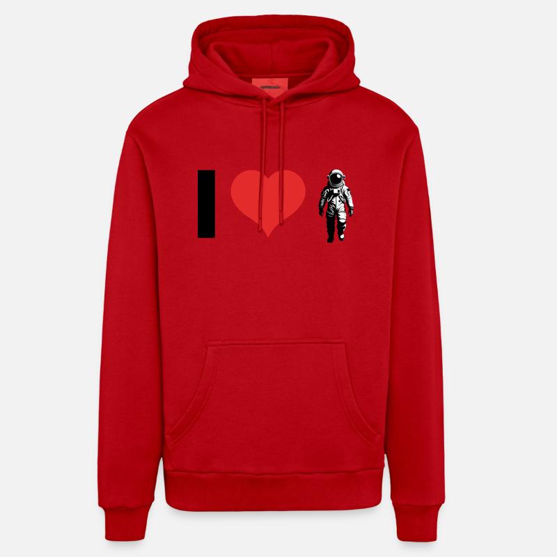 J’adore les astronautes - Sweat à capuche bio décontracté fabriqué en UE - rouge