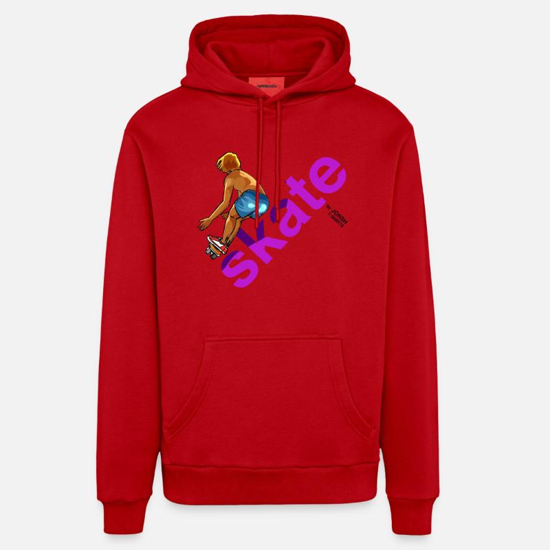 skate_80 - Sweat à capuche bio décontracté fabriqué en UE - rouge