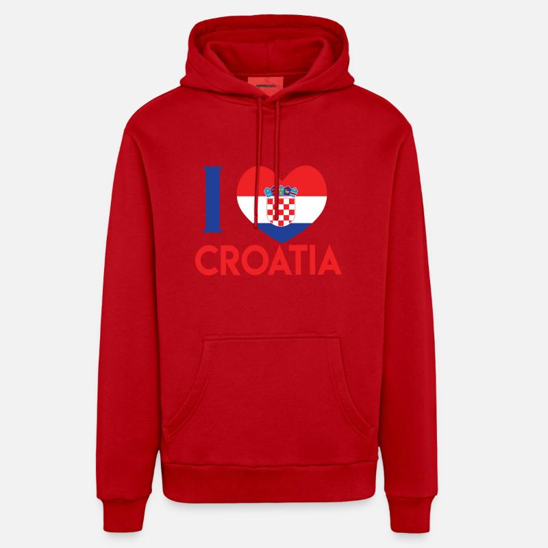  en Croatie - Sweat à capuche bio décontracté fabriqué en UE - rouge