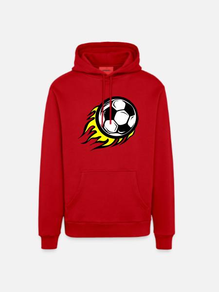 Soccer Symbol Fire - Organic Relaxed Hoodie Made in EU - red