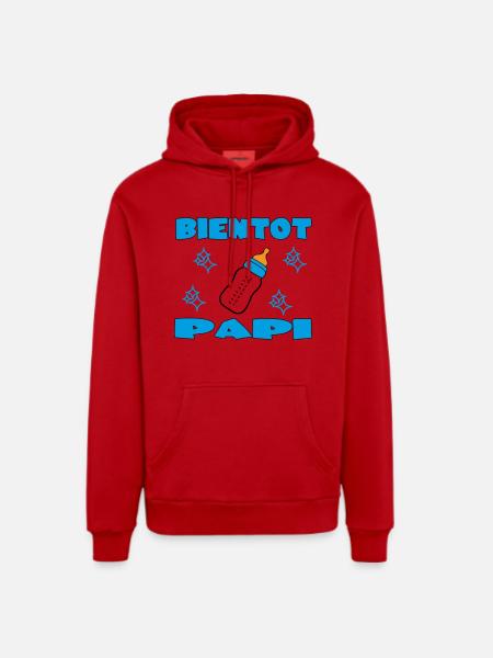 BIENTOT PAPI - Sweat à capuche bio décontracté fabriqué en UE - rouge