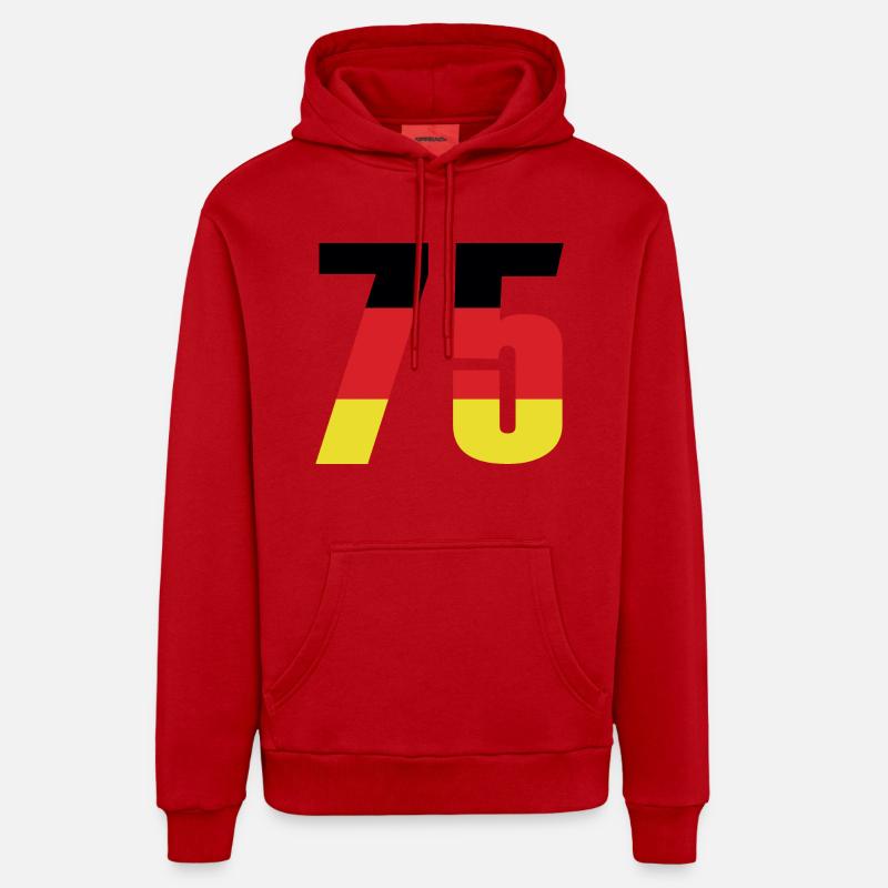 Maillot de l’Allemagne numéro 75 - Sweat à capuche bio décontracté fabriqué en UE - rouge