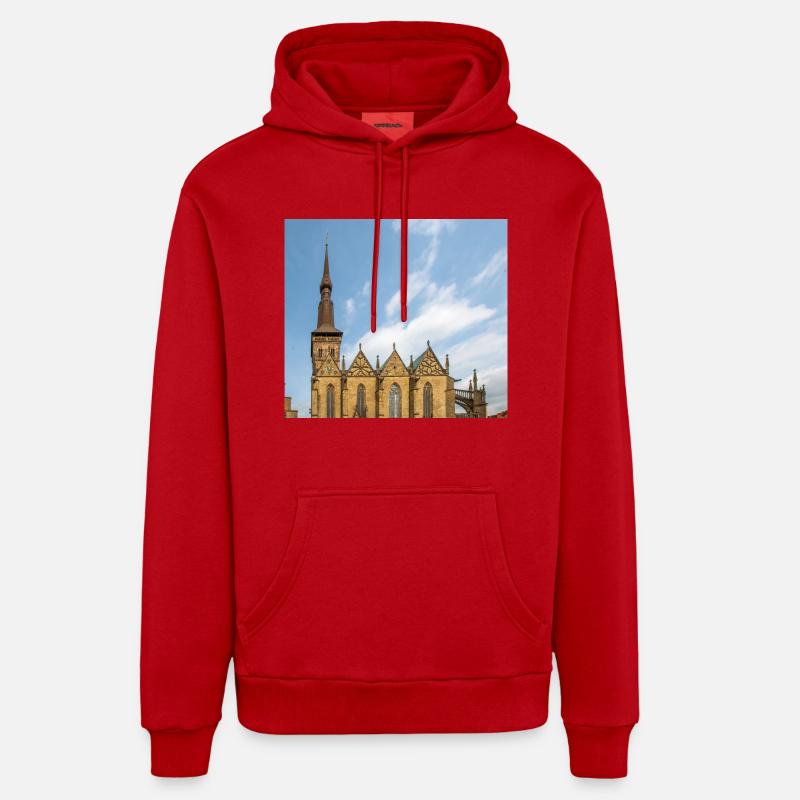 Église Sainte-Marie (Marienkirche) Osnabrück - Sweat à capuche bio décontracté fabriqué en UE - rouge