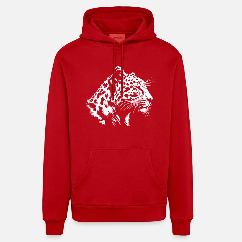 Léopard - Sweat à capuche bio décontracté fabriqué en UE - rouge